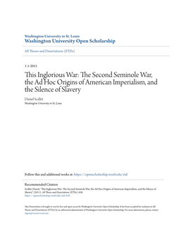 The Second Seminole War, the Ad Hoc Origins of American Imperialism, and the Silence of Slavery