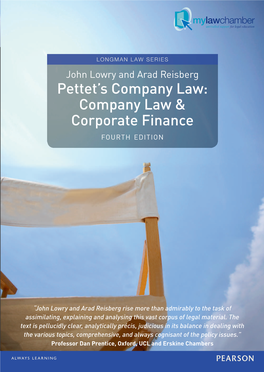 John Lowry and Arad Reisberg Pettet’S Company Law: Company Law & Corporate Finance FOURTH EDITION