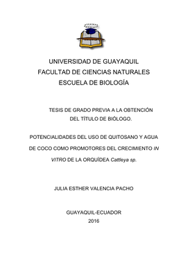 Universidad De Guayaquil Facultad De Ciencias Naturales Escuela De Biología