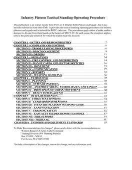 Infantry Platoon Tactical Standing Operating Procedure