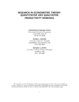 Research in Econometric Theory: Quantitative and Qualitative