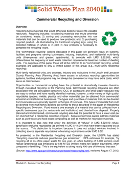 Module 2 – Commercial Recycling Page 1