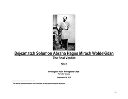 Dejezmatch Solomon Abraha Hagos Mirach Woldekidan the Final Verdict