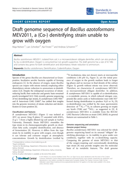 Draft Genome Sequence of Bacillus Azotoformans MEV2011, a (Co