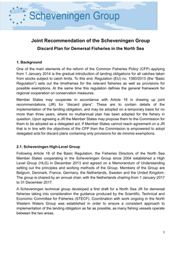 Joint Recommendation of the Scheveningen Group Discard Plan for Demersal Fisheries in the North Sea