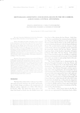 Hettangian Ammonites and Radiolarians in the Mt