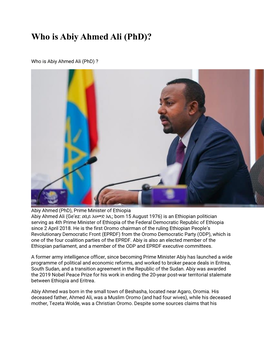 Who Is Abiy Ahmed Ali (Phd)?