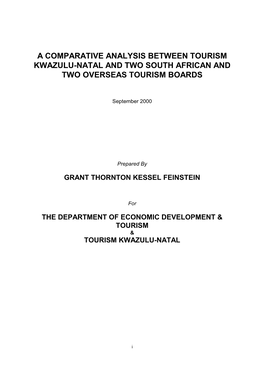 A Comparative Analysis Between Tourism Kwazulu-Natal and Two South African and Two Overseas Tourism Boards