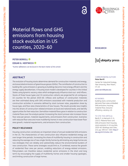 Material Flows and GHG Emissions from Housing Stock Evolution in US Counties, 2020–60