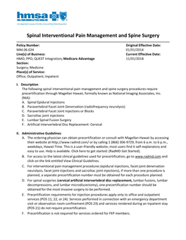 Spinal Interventional Pain Management and Spine Surgery