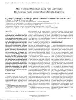 Map of the Late Quaternary Active Kern Canyon and Breckenridge Faults, Southern Sierra Nevada, California