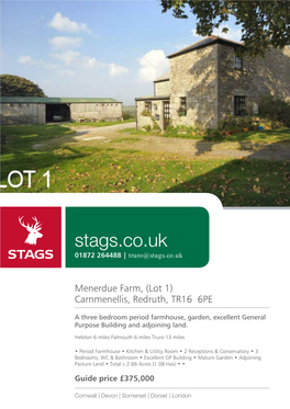 Menerdue Farm, (Lot 1) Carnmenellis, Redruth, TR16 6PE