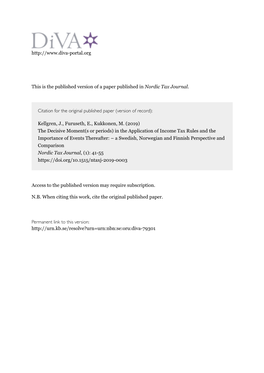 The Decisive Moment(S Or Periods) in the Application of Income Tax Rules and the Importance