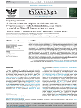 Distribution, Habitat Use and Plant Associations of Moluchia Brevipennis (Saus