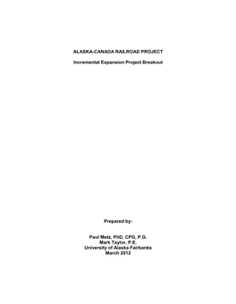 Alaska-Canada Railroad Project, March 2012