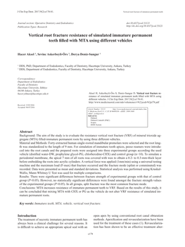 Vertical Root Fracture Resistance of Simulated Immature Permanent Teeth Filled with MTA Using Different Vehicles