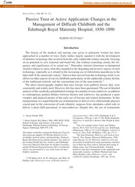 Changes in the Management of Difficult Childbirth and the Edinburgh Royal Maternity Hospital, 1850–1890