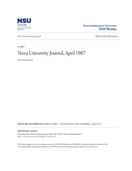 Nova University Journal, April 1967 Nova University