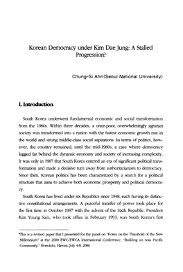 Korean Democracy Under Kim Dae Jung: a Stalled Progression?