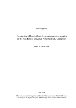 Co-Dominant Detarioideae (Leguminosae) Tree Species in the Rain Forests of Korup National Park, Cameroon