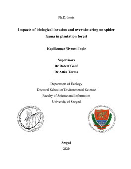 Impacts of Biological Invasion and Overwintering on Spider Fauna in Plantation Forest