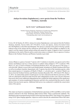 Nuytsia the Journal of the Western Australian Herbarium 22(6): 363–370 Published Online 18 December 2012