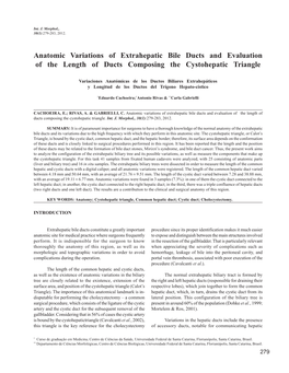 Anatomic Variations of Extrahepatic Bile Ducts and Evaluation of the Length of Ducts Composing the Cystohepatic Triangle