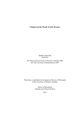 Violence in the Work of J.H. Prynne