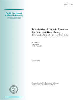 Investigation of Isotopic Signatures for Sources of Groundwater Contamination at the Hanford Site