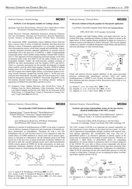 Medicinal Chemistry and Chemical Biology Chimia 2013, 67, Nr