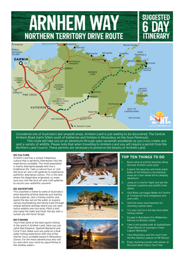 Arnhem Way 6 Day Northern Territory Drive Route Itinerary