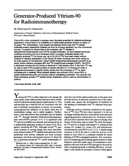 Generator-Produced Yttrium-90 for Radioimmunotherapy