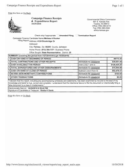 Campaign Finance Receipts and Expenditures Report Page 1 of 1