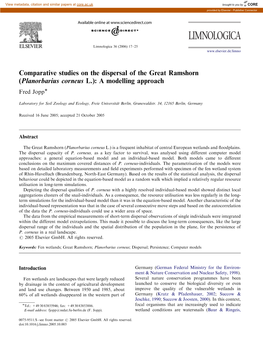 Planorbarius Corneus L.): a Modelling Approach Fred Joppã