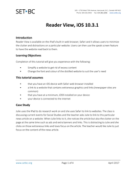 Reader View Task Card