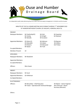 Page | 1 MINUTES of the FULL BOARD MEETING HELD 9.00AM