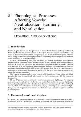 Phonological Processes Affecting Vowels: Neutralization, Harmony, and Nasalization 5