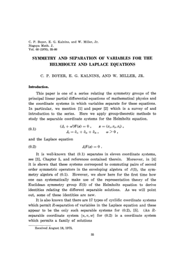 Symmetry and Separation of Variables for the Helmholtz and Laplace Equations