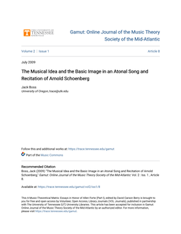 The Musical Idea and the Basic Image in an Atonal Song and Recitation of Arnold Schoenberg