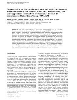 Determination of the Population Pharmacokinetic Parameters Of