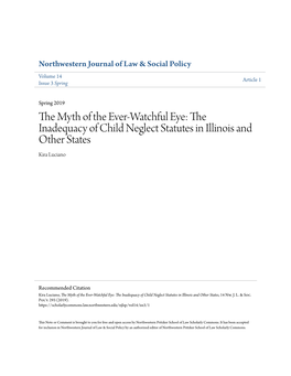 The Myth of the Ever-Watchful Eye: the Inadequacy of Child Neglect Statutes in Illinois and Other States, 14 Nw