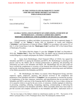 IN the UNITED STATES BANKRUPTCY COURT for the SOUTHERN DISTRICT of INDIANA INDIANAPOLIS DIVISION in Re: USA GYMNASTICS, Debtor