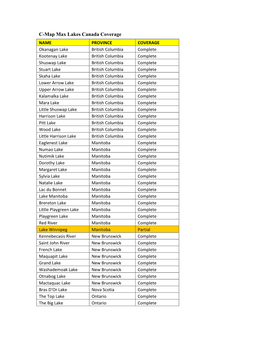 C-Map Max Lakes Canada Coverage