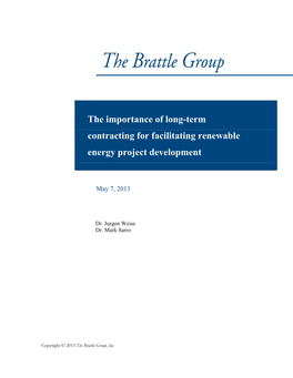 The Importance of Long-Term Contracting for Facilitating Renewable Energy Project Development