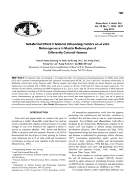 Substantial Effect of Melanin Influencing Factors on in Vitro Melanogenesis in Muzzle Melanocytes of Differently Colored Hanwoo