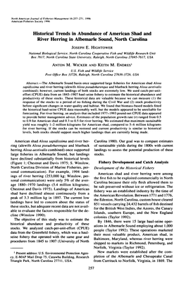 Historical Trends in Abundance of American Shad and River Herring