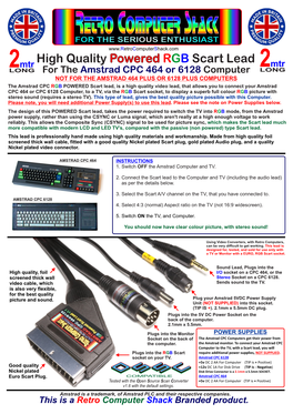 Amstrad CPC POWERED Scart Lead