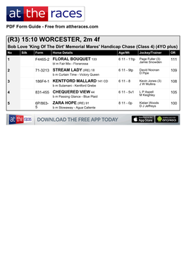 (R3) 15:10 WORCESTER, 2M 4F