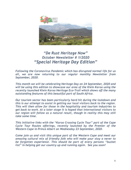 De Rust Heritage Now October 2020