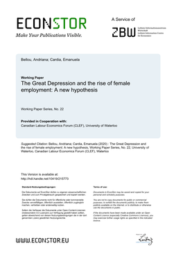 The Great Depression and the Rise of Female Employment: a New Hypothesis